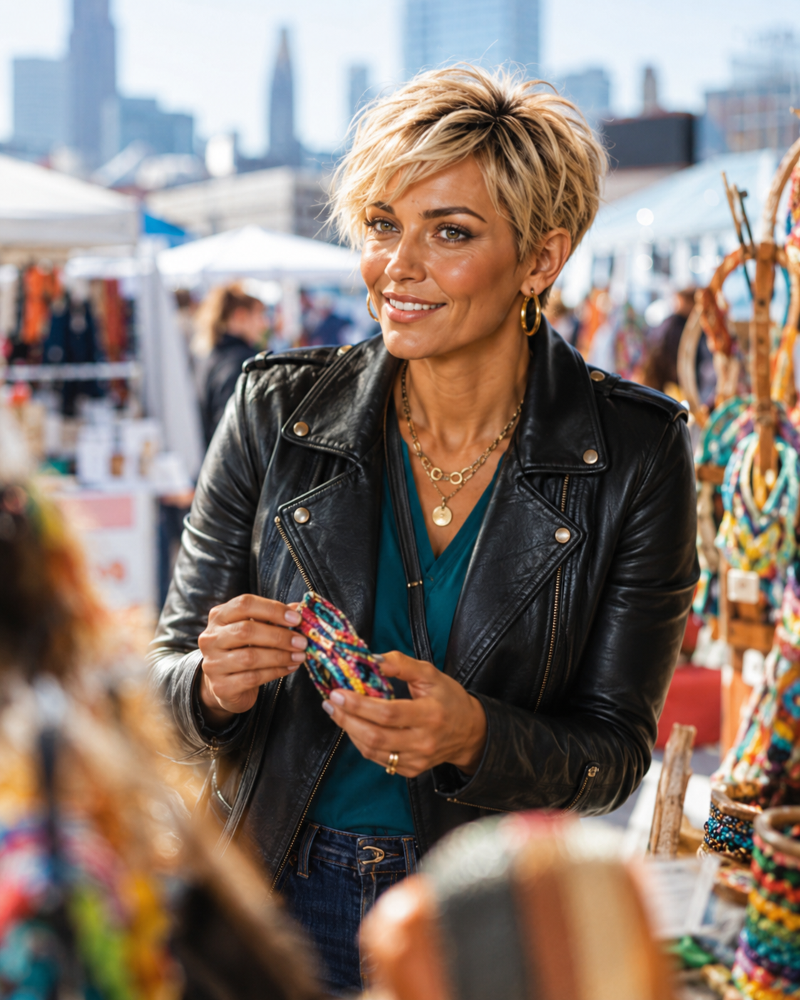 Unique browsing a local maker booth — approved KC Social editorial portrait