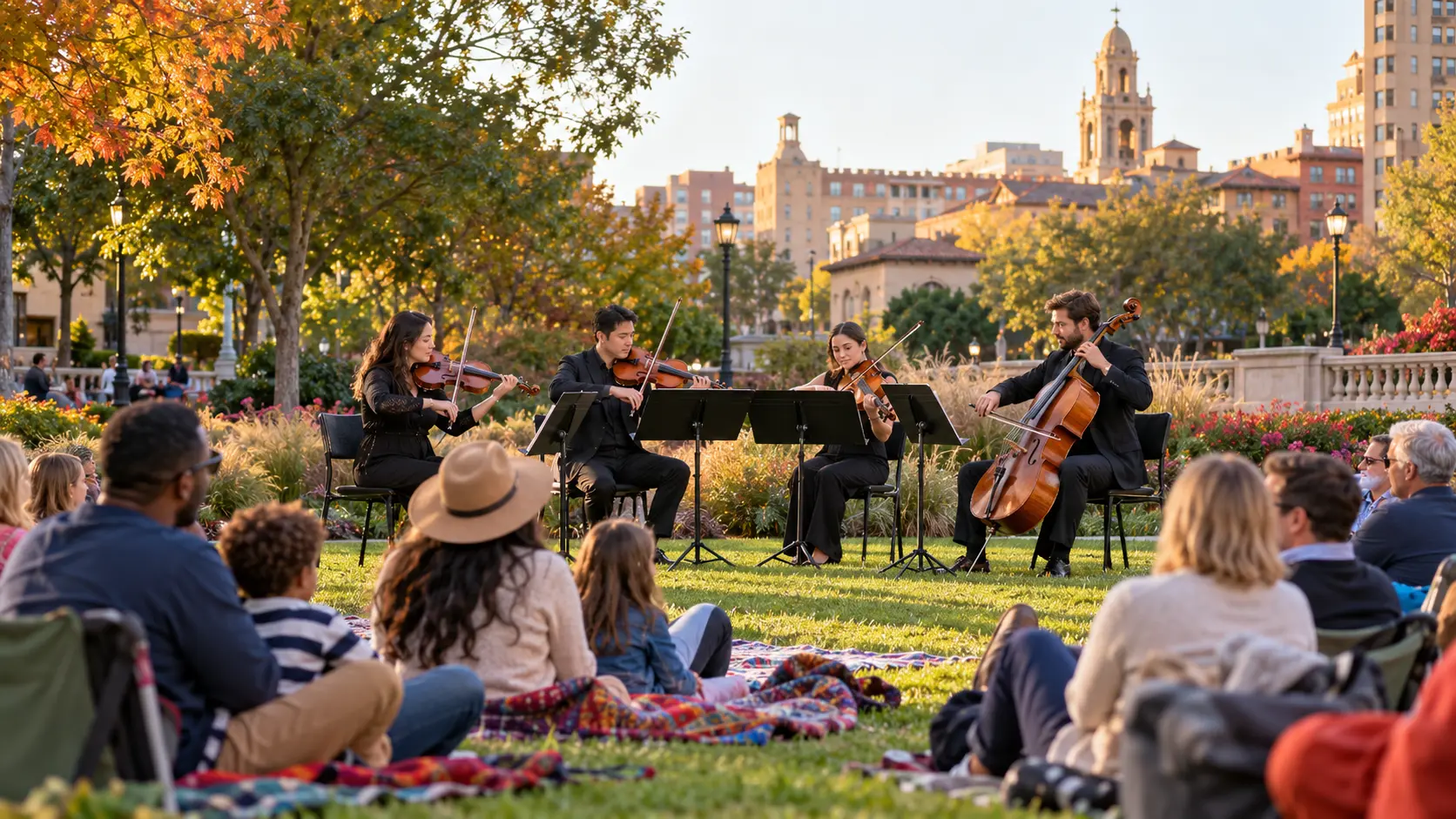 KC Social live music lifestyle illustration for KC Symphony Mobile Music Box · Kirkwood Green Space