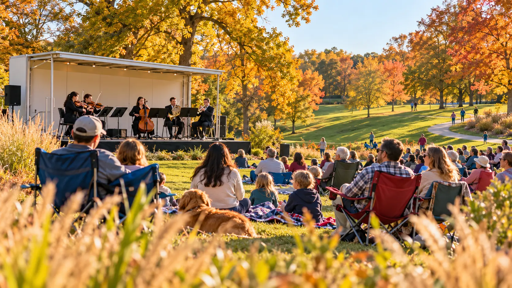 KC Social live music lifestyle illustration for KC Symphony Mobile Music Box · Meadowbrook Park