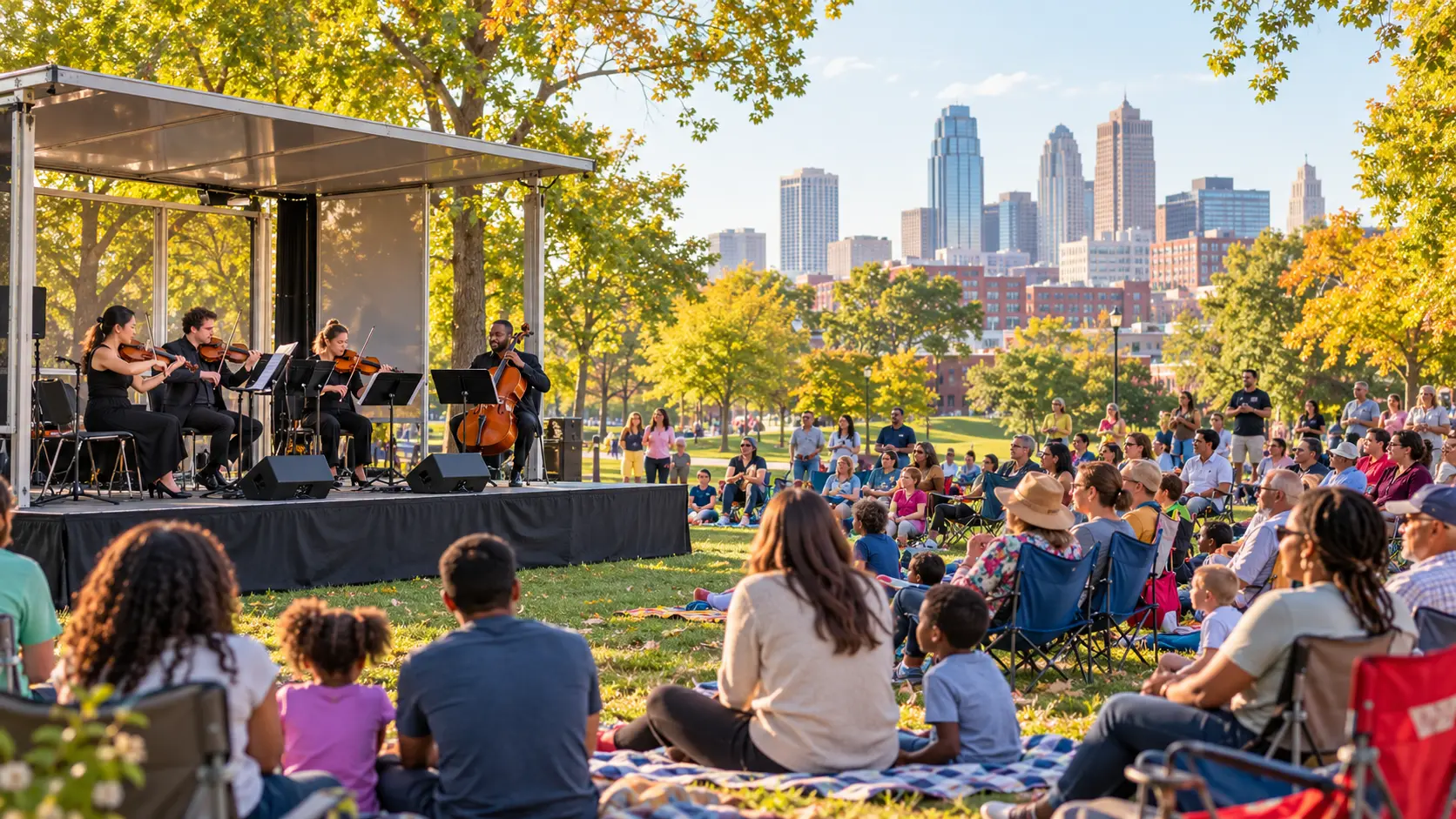 KC Social live music lifestyle illustration for KC Symphony Mobile Music Box · Martin Luther King Jr. Park