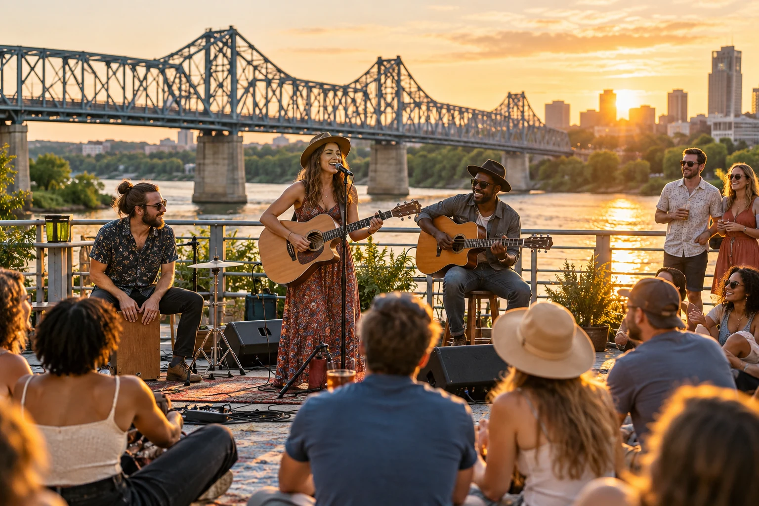 KC Social venue lifestyle illustration for Rock Island Bridge