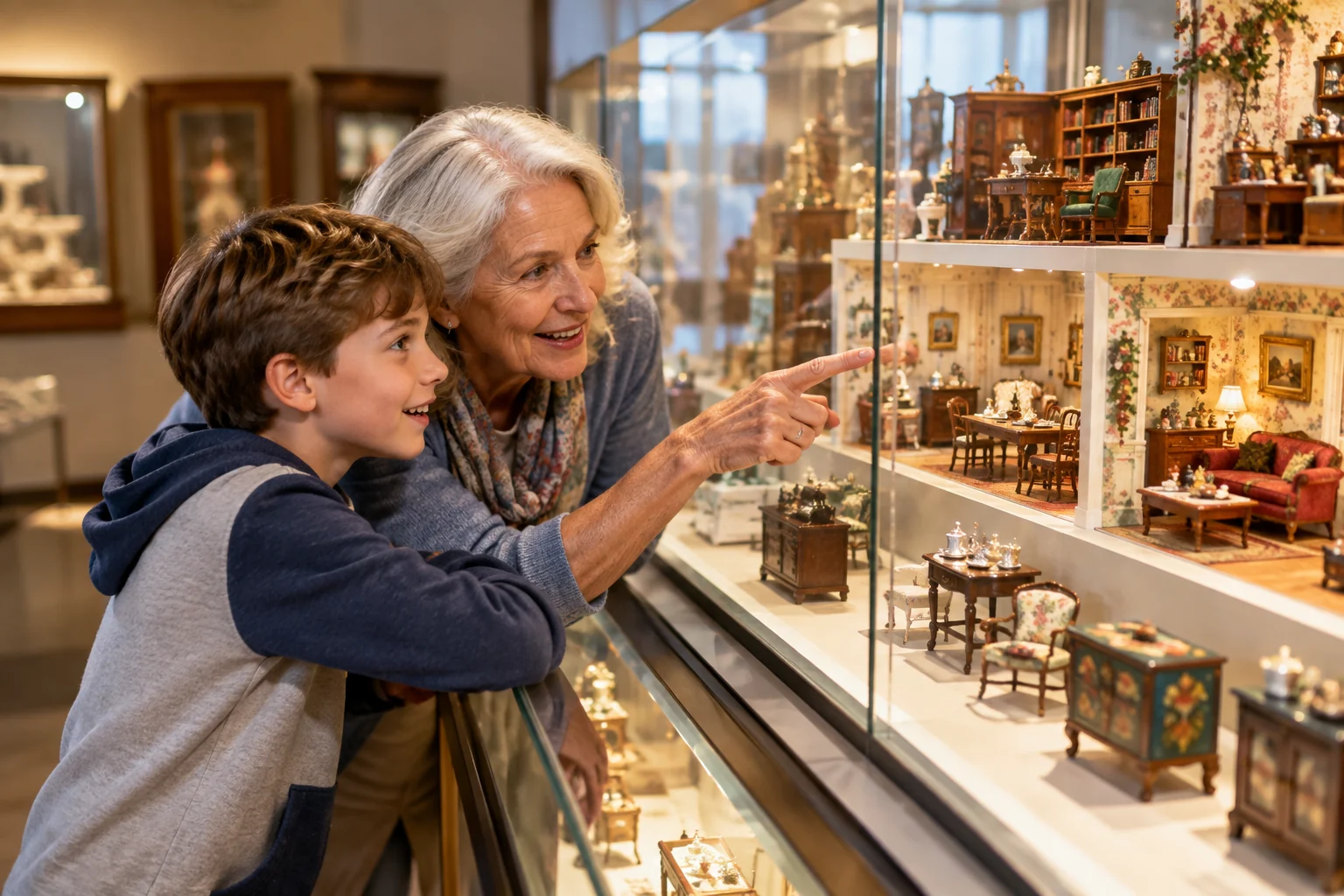AI-generated family outing inspired by National Museum of Toys and Miniatures; not a photograph of the venue.