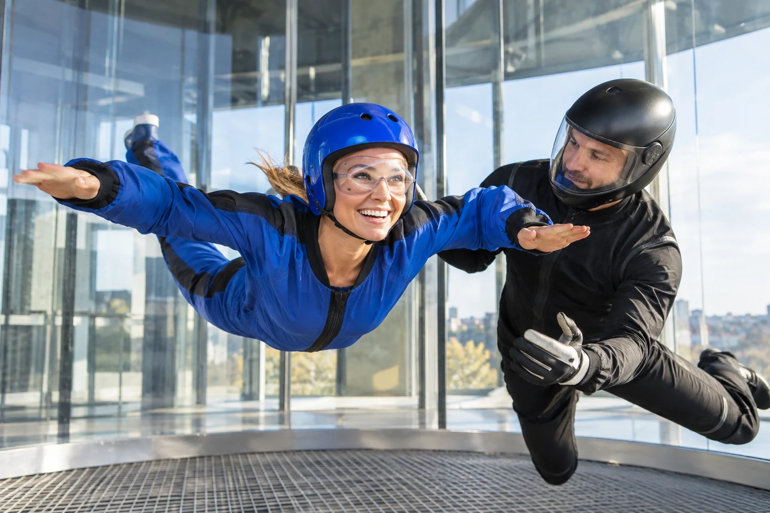 AI-generated activity illustration inspired by iFLY Indoor Skydiving; not a photograph of the venue.