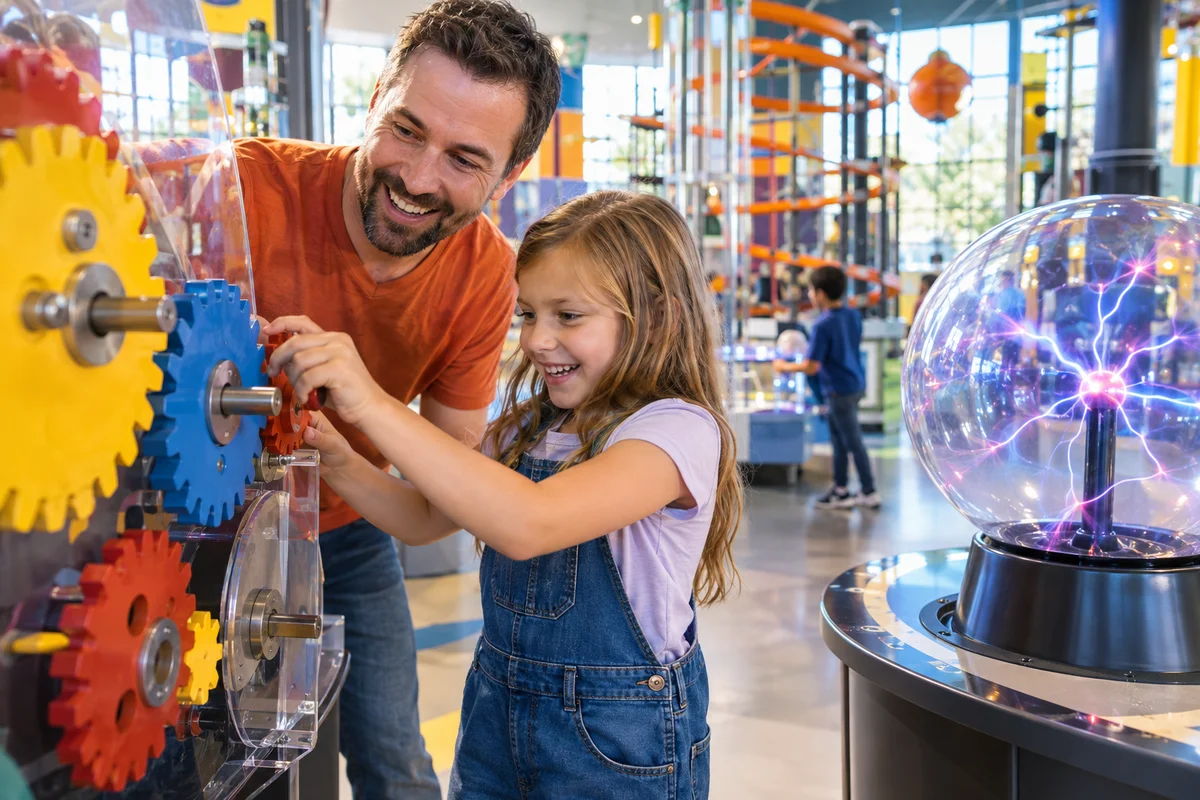 AI-generated family experience illustration; not a photograph of Science City