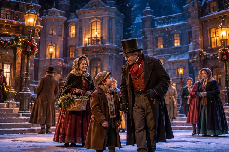 AI-generated imagined scene inspired by KCRep — A Christmas Carol; not a photograph of the venue, event or production.