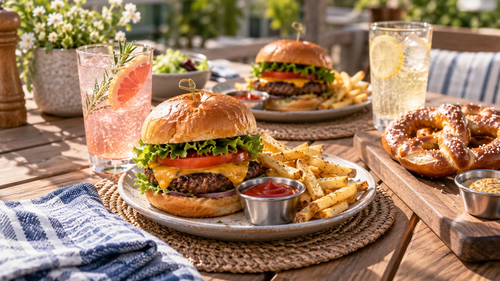 AI lifestyle illustration of a food and sports outing