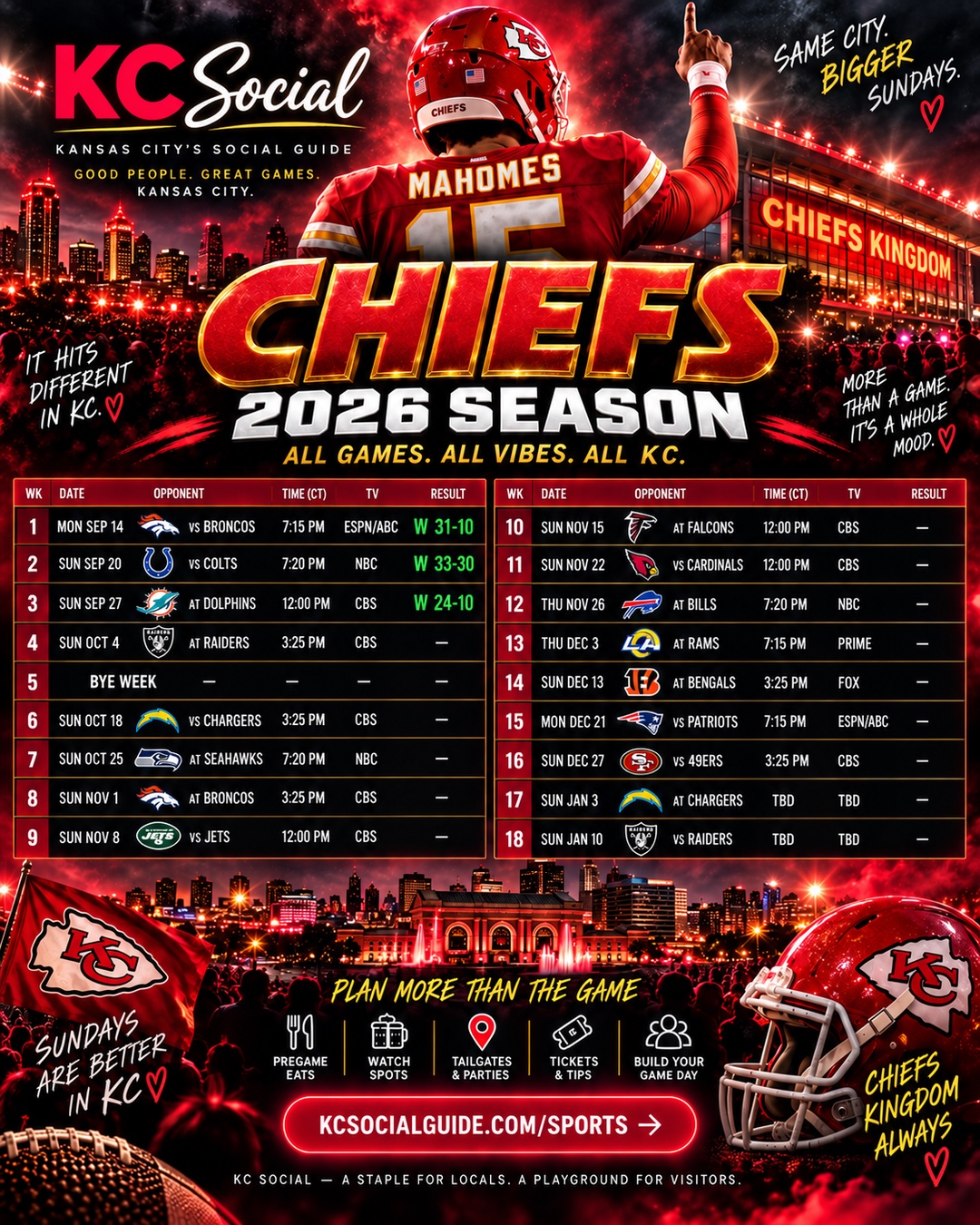 Chiefs 2026 schedule poster