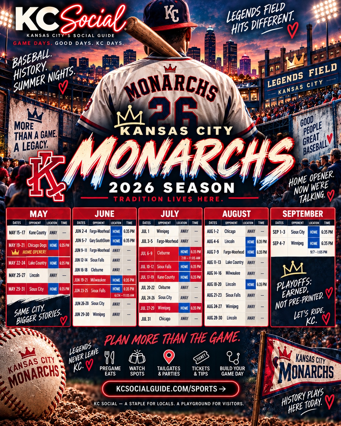 Monarchs 2026 archive schedule poster