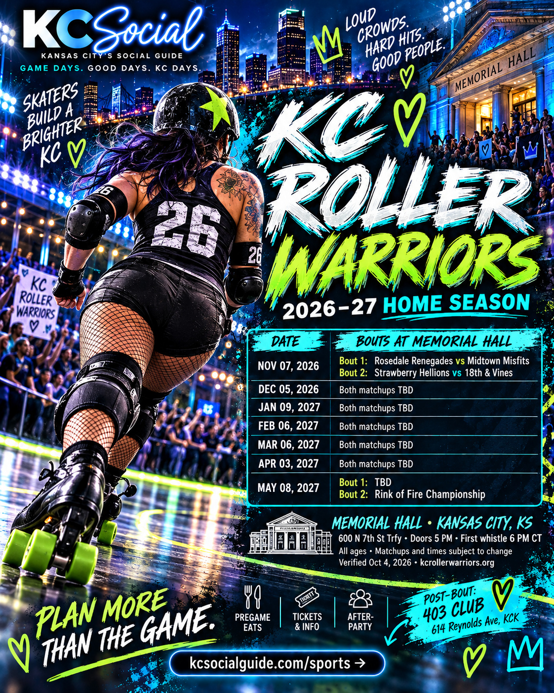 KC Roller Warriors 2026–27 schedule poster