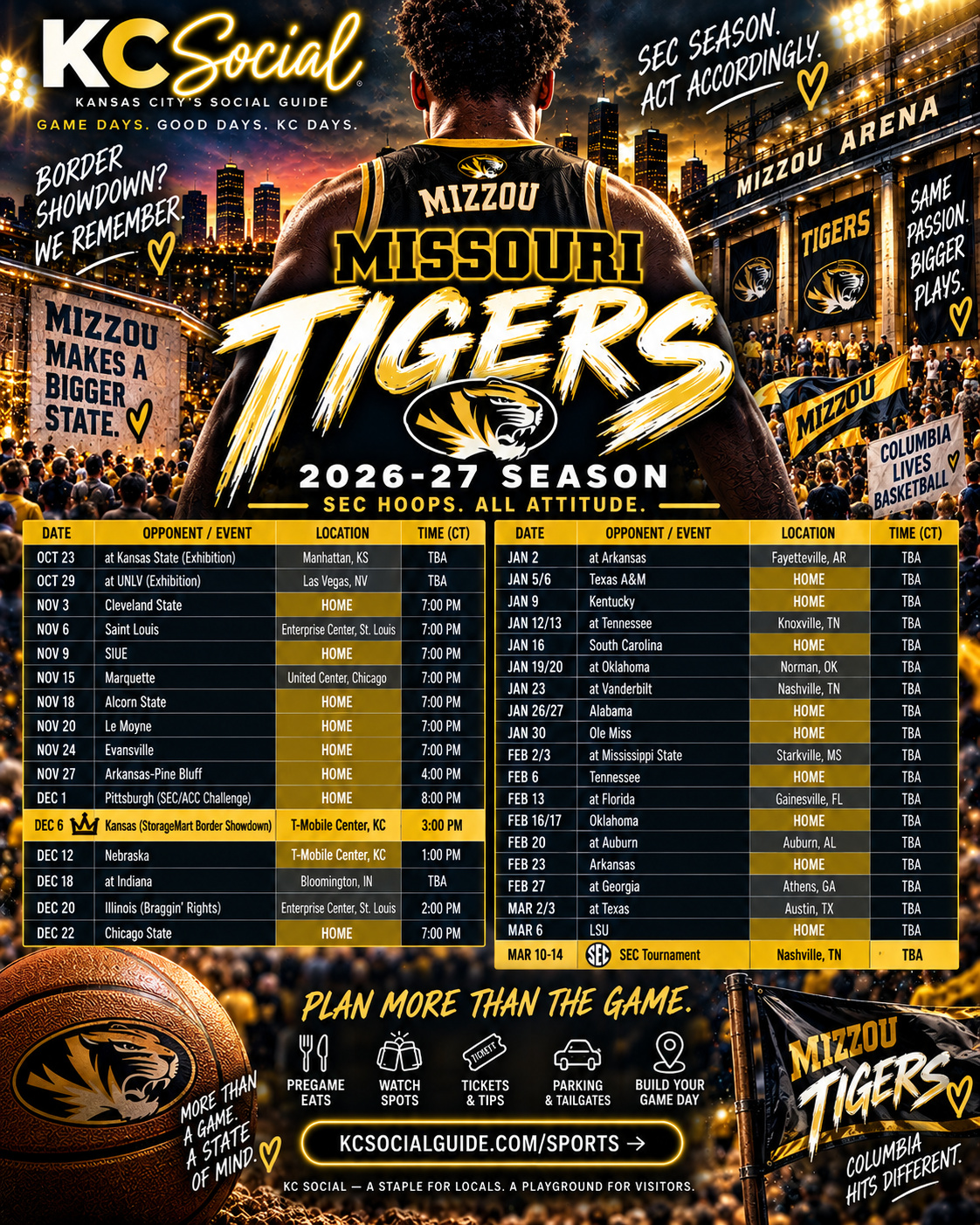 Mizzou Men’s Basketball 2026–27 schedule poster