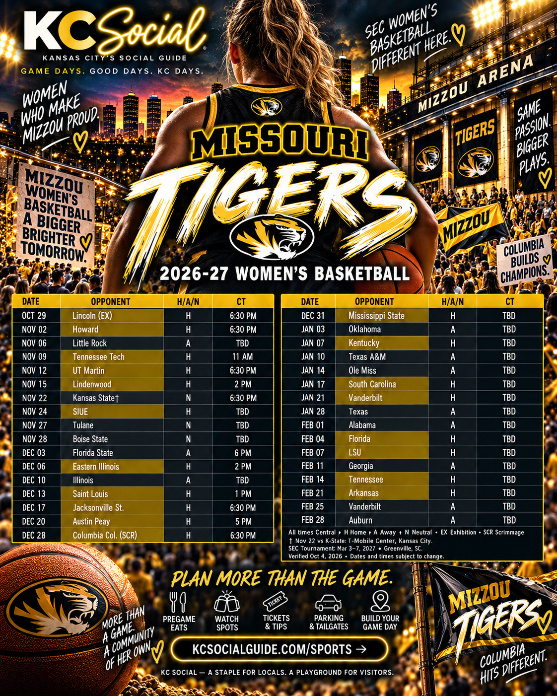 Mizzou Women’s Basketball 2026–27 schedule poster